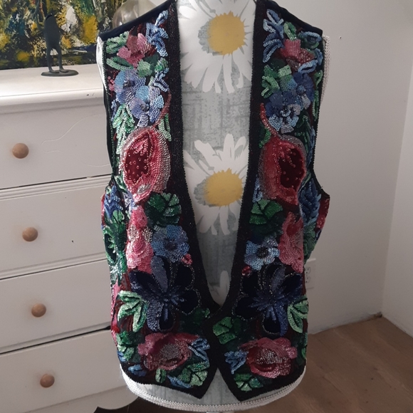 Vintage Ella Singh beaded vest - Picture 1 of 4